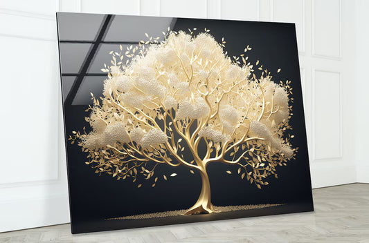 Gold Tree Glass Wall Art