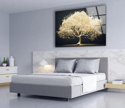 Gold Tree Glass Wall Art - LUXARTDECO