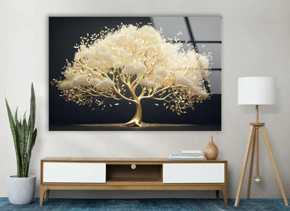 Gold Tree Glass Wall Art - LUXARTDECO