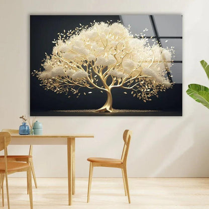 Gold Tree Glass Wall Art - LUXARTDECO