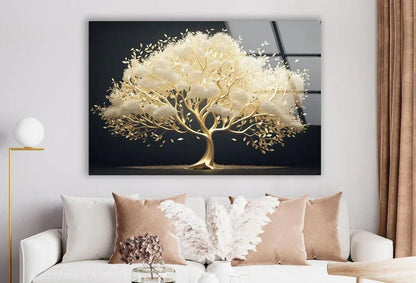 Gold Tree Glass Wall Art - LUXARTDECO