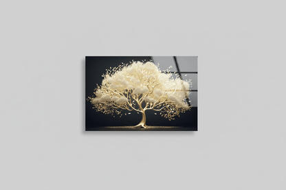 Or Arbre Tableau en Verre Trempé
