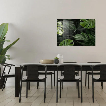 Green Leaves Glass Wall Art - LUXARTDECO