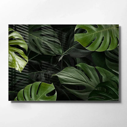 Green Leaves Glass Wall Art - LUXARTDECO