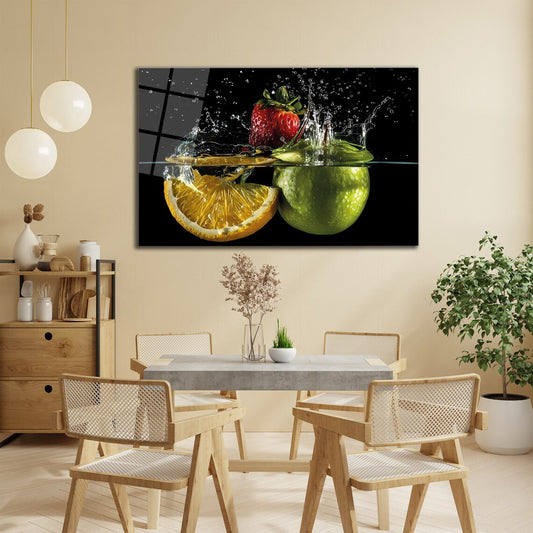 Fruits Splash Glass Wall Art
