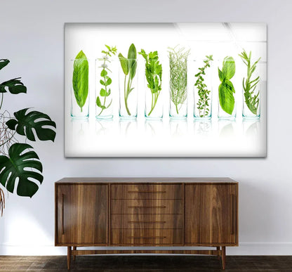 Green Spices Glass Wall Art - LUXARTDECO