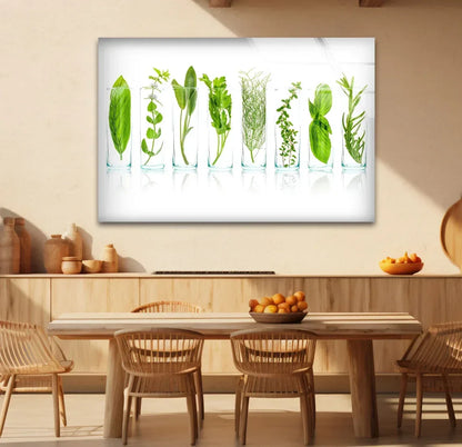Green Spices Glass Wall Art - LUXARTDECO