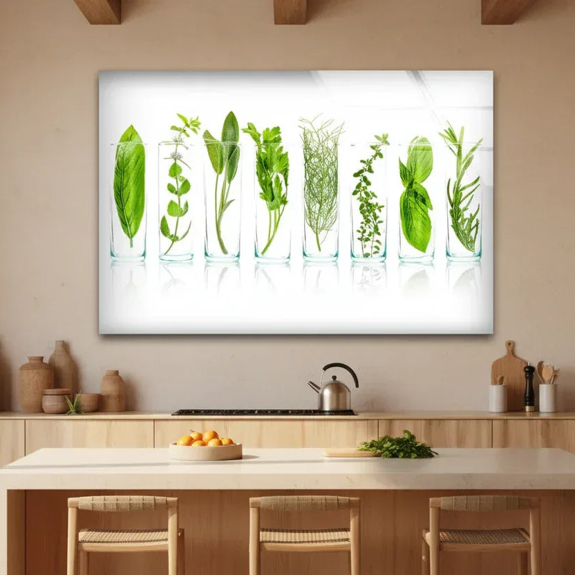Green Spices Glass Wall Art