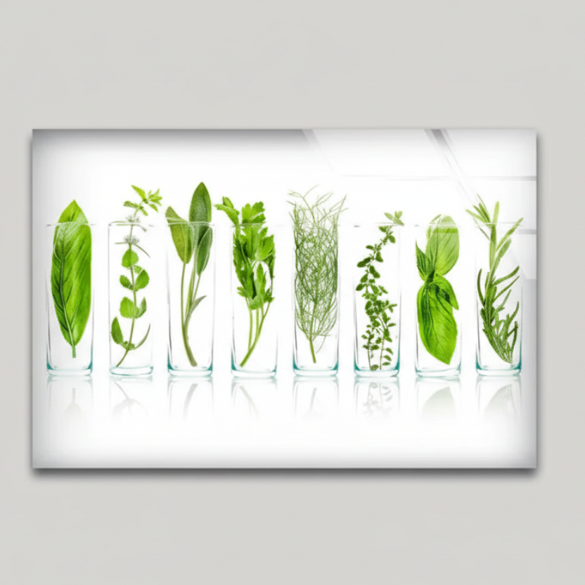 Green Spices Glass Wall Art