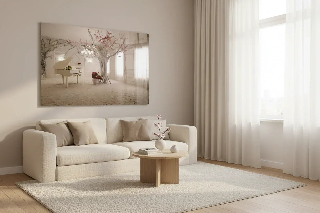 White Room Glass Wall Art - LUXARTDECO