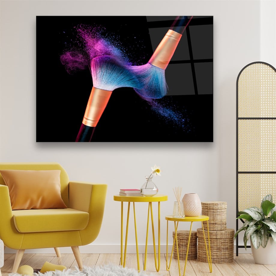 Colored Brush Glass Wall Art
