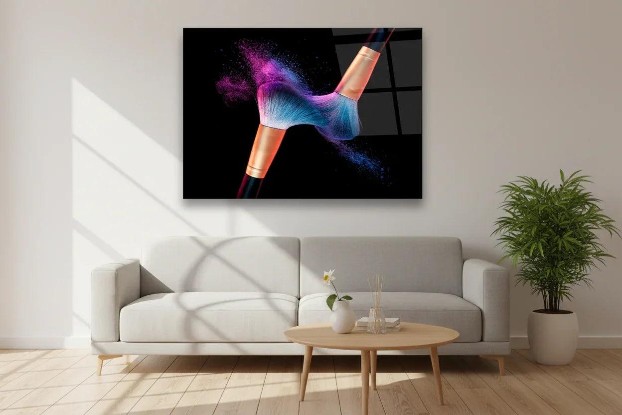 Colorful Paint Brushes Glass Wall Art - LUXARTDECO