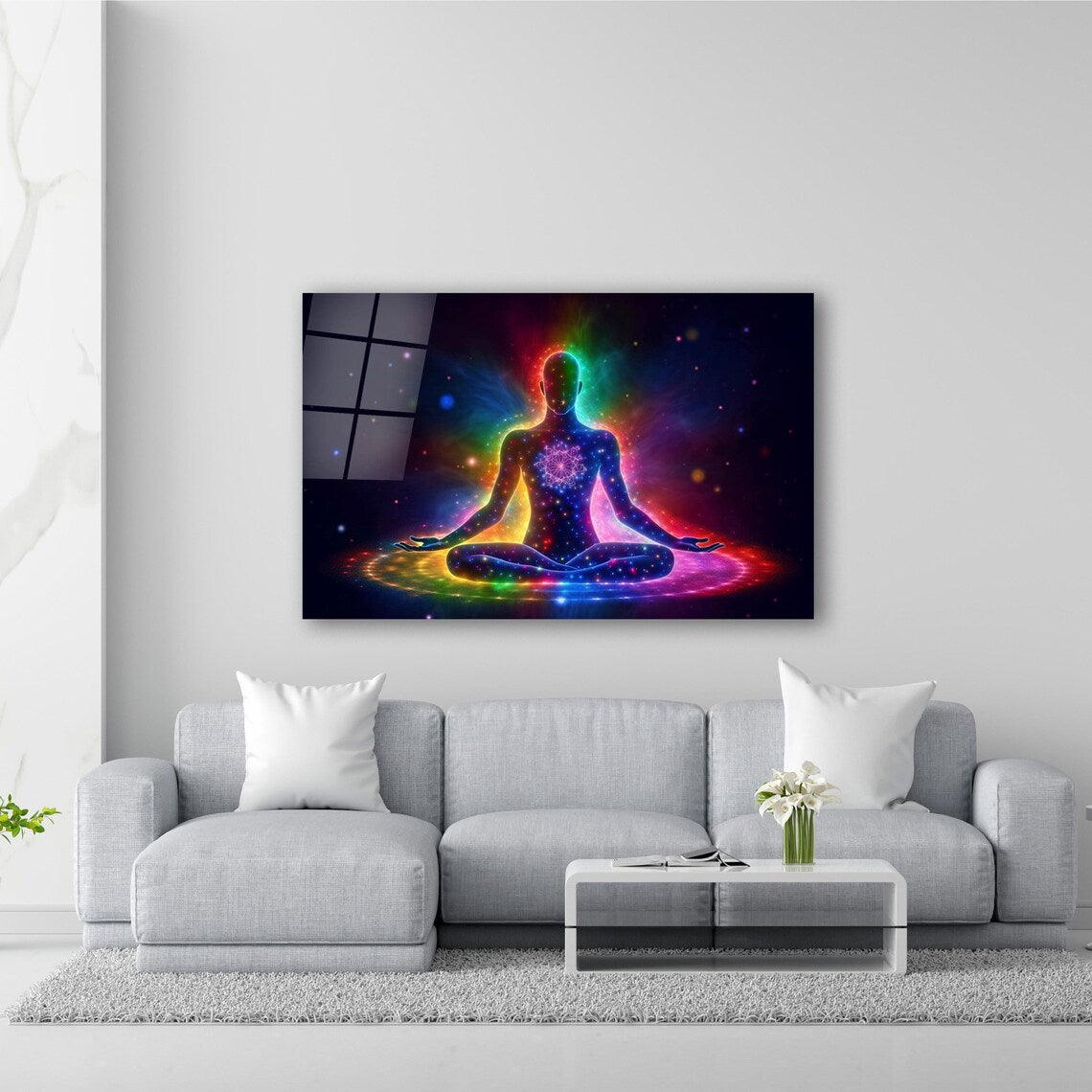 Décoration murale en verre Yoga