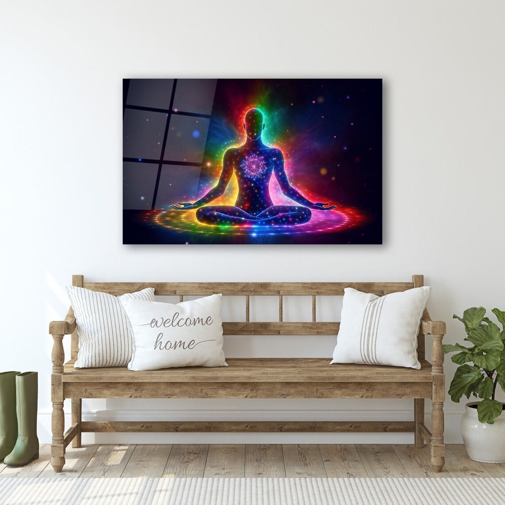 Décoration murale en verre Yoga