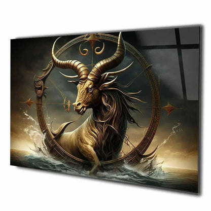 Gold Sagittarius Zodiac Glass Wall Art - LUXARTDECO
