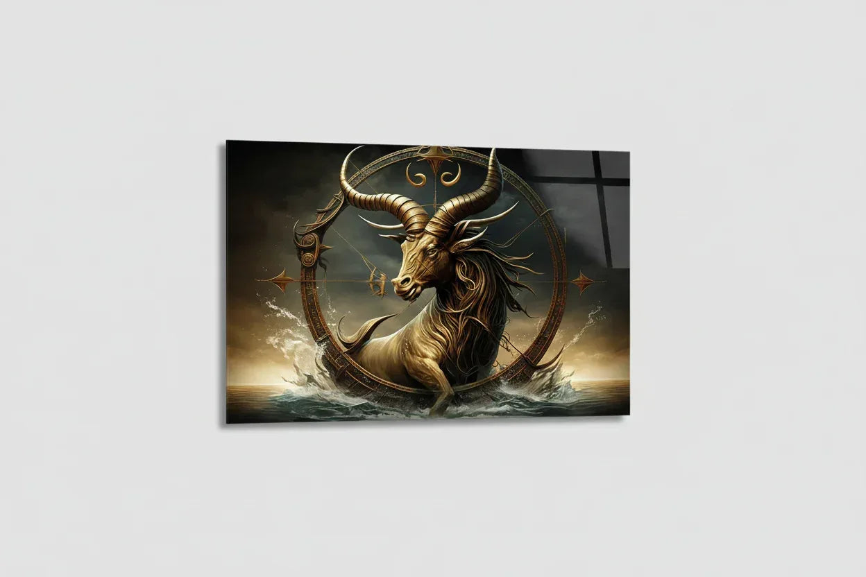 Gold Sagittarius Zodiac Glass Wall Art - LUXARTDECO