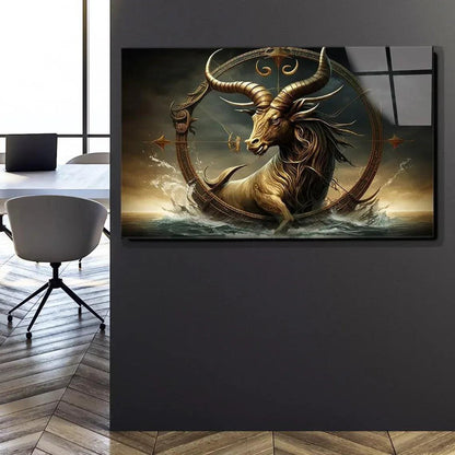 Gold Sagittarius Zodiac Glass Wall Art - LUXARTDECO