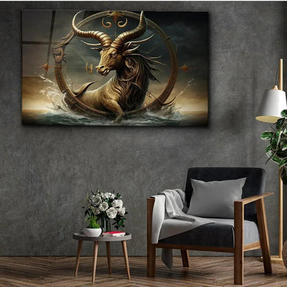 Gold Sagittarius Zodiac Glass Wall Art - LUXARTDECO