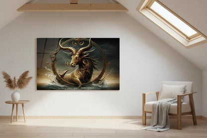 Gold Sagittarius Zodiac Glass Wall Art - LUXARTDECO