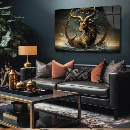 Gold Sagittarius Zodiac Glass Wall Art - LUXARTDECO