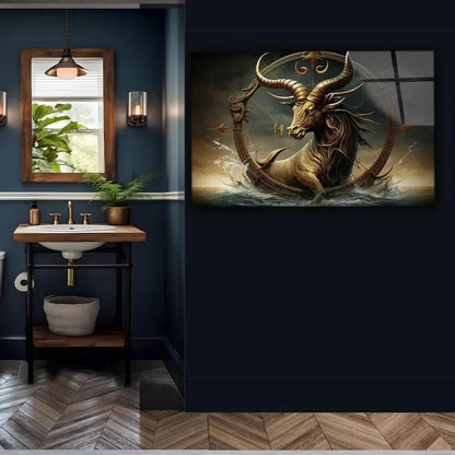 Gold Sagittarius Zodiac Glass Wall Art - LUXARTDECO