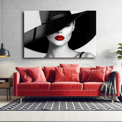 Glamorous Red Lips Glass Wall Art - LUXARTDECO