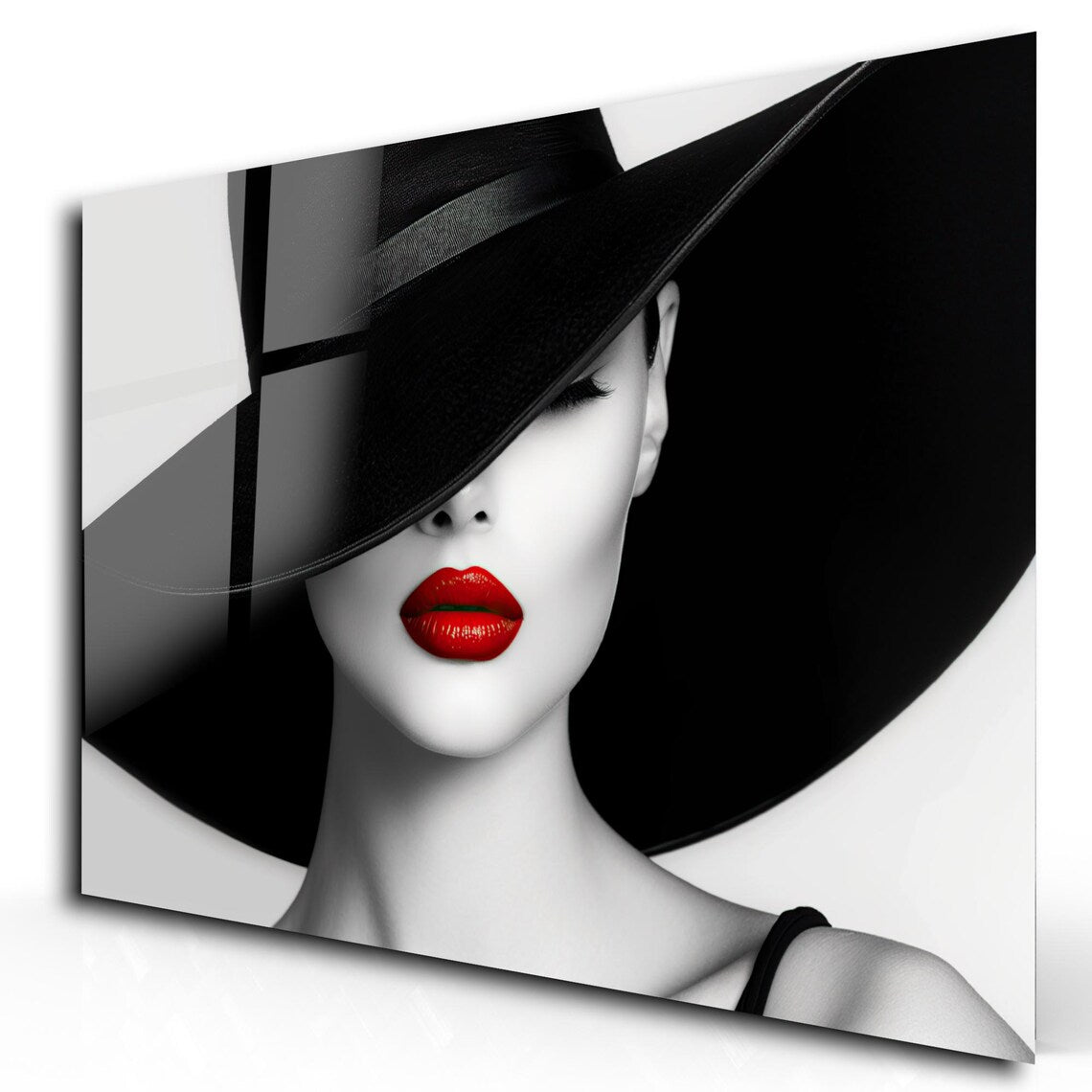 Red Lips Glass Wall Art