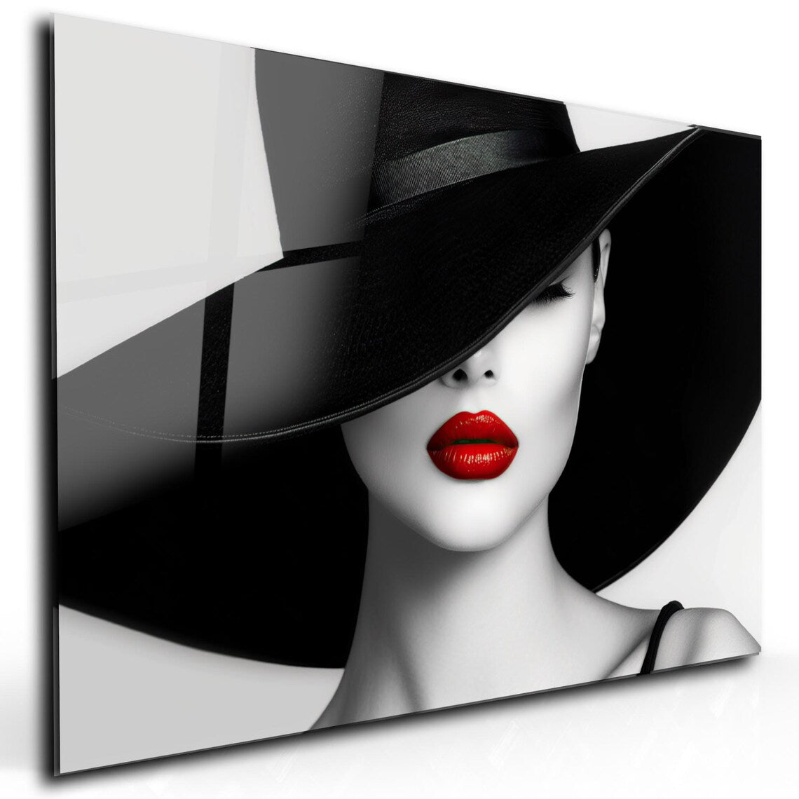 Red Lips Glass Wall Art