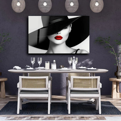 Glamorous Red Lips Glass Wall Art - LUXARTDECO
