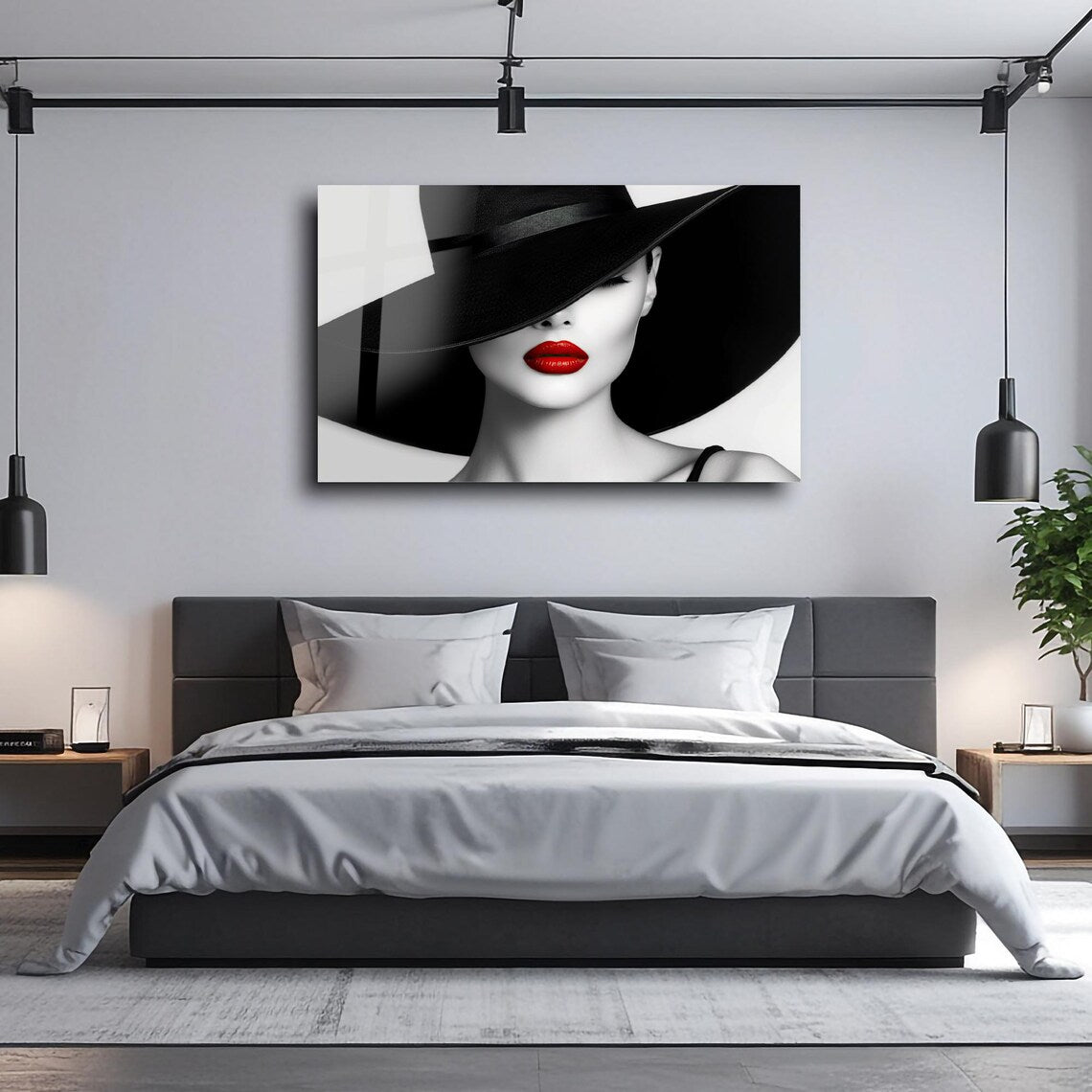 Red Lips Glass Wall Art