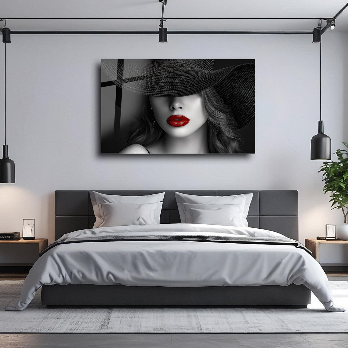 Red Lips Glass Wall Art