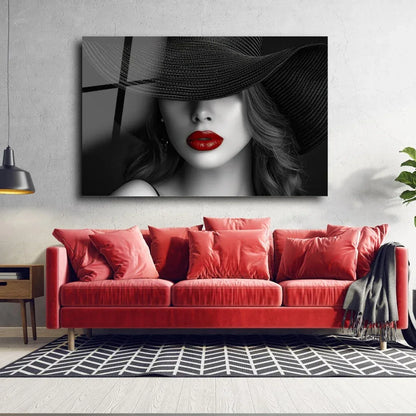 Bold Red Lips Glass Wall Art - LUXARTDECO