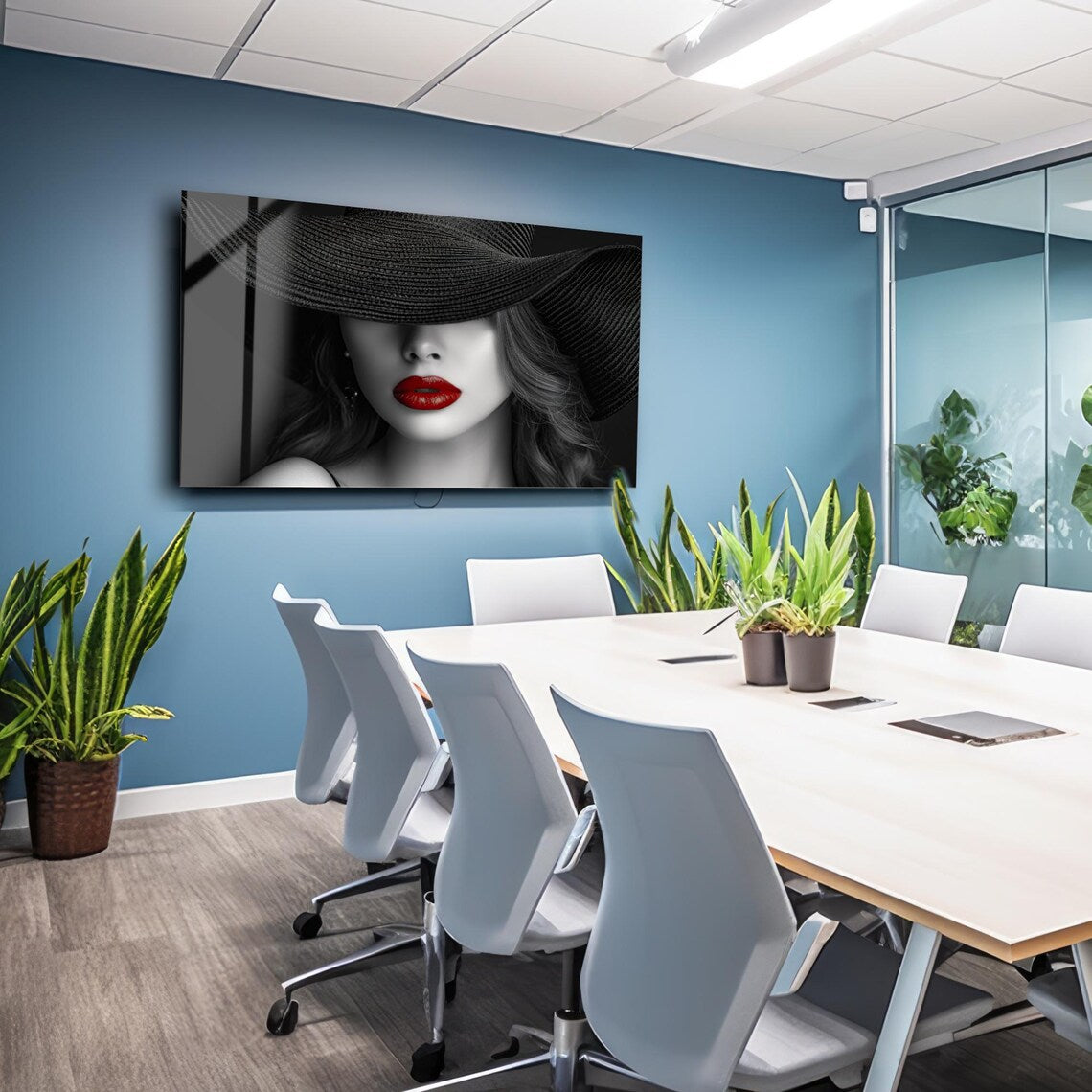 Red Lips Glass Wall Art