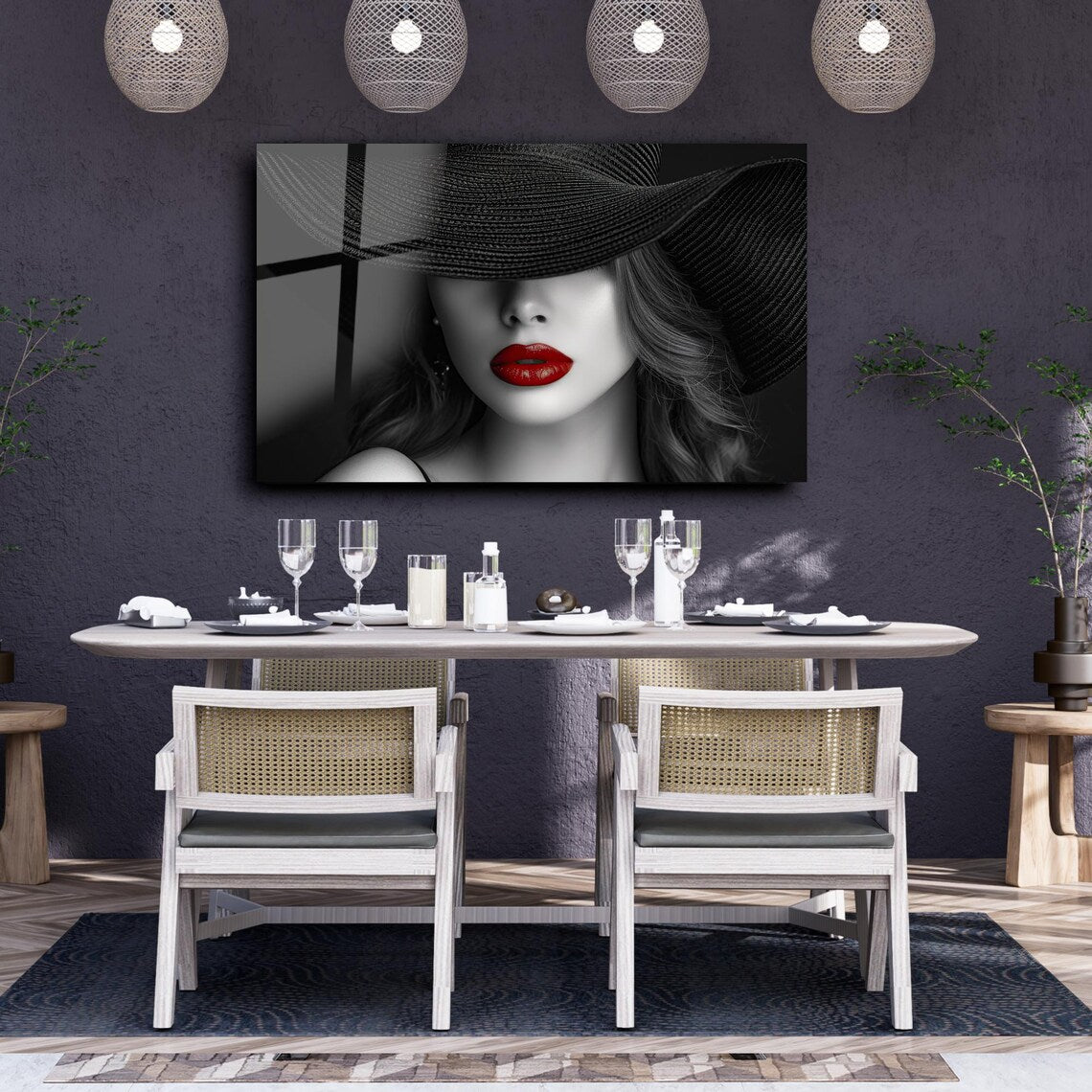 Red Lips Glass Wall Art