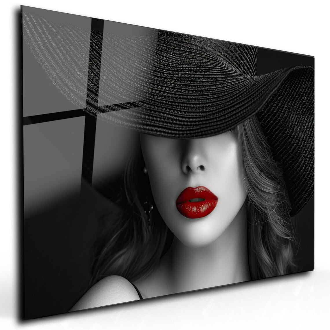 Red Lips Glass Wall Art