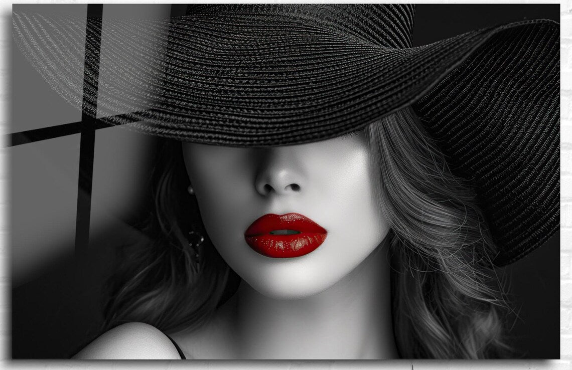 Red Lips Glass Wall Art