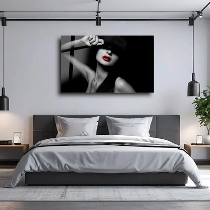 Red Lips Glass Wall Art - LUXARTDECO