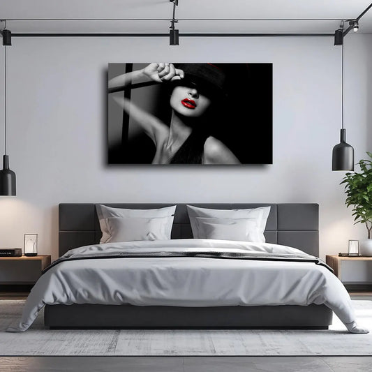 Red Lips Glass Wall Art