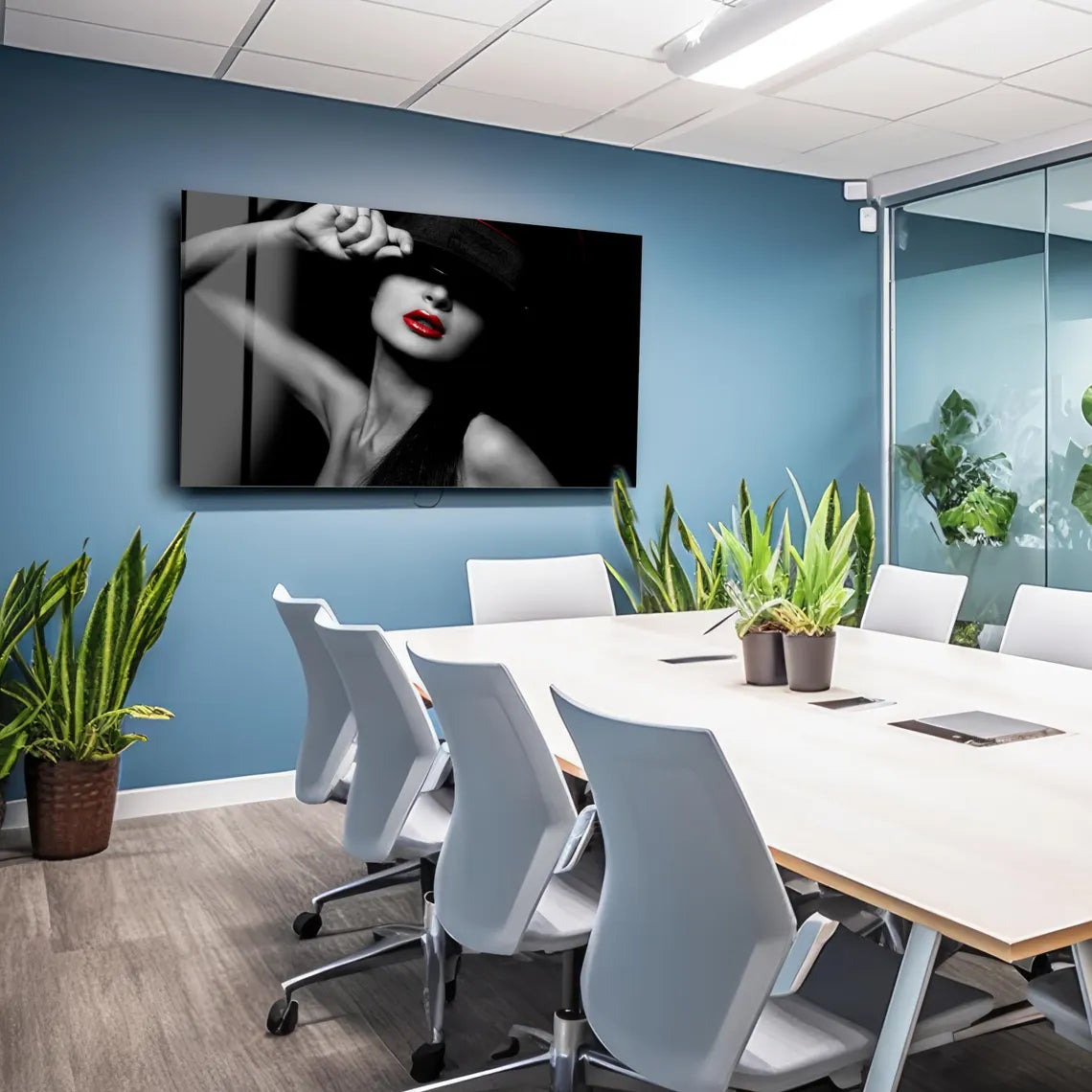 Red Lips Glass Wall Art