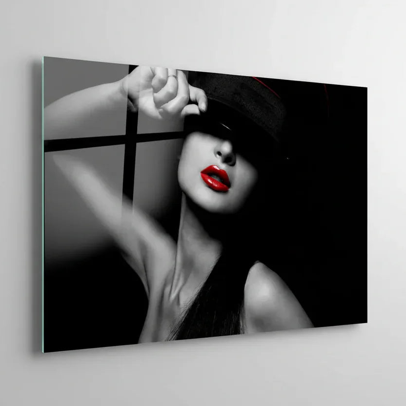 Labbra Rosse Quadro in Vetro Temperato