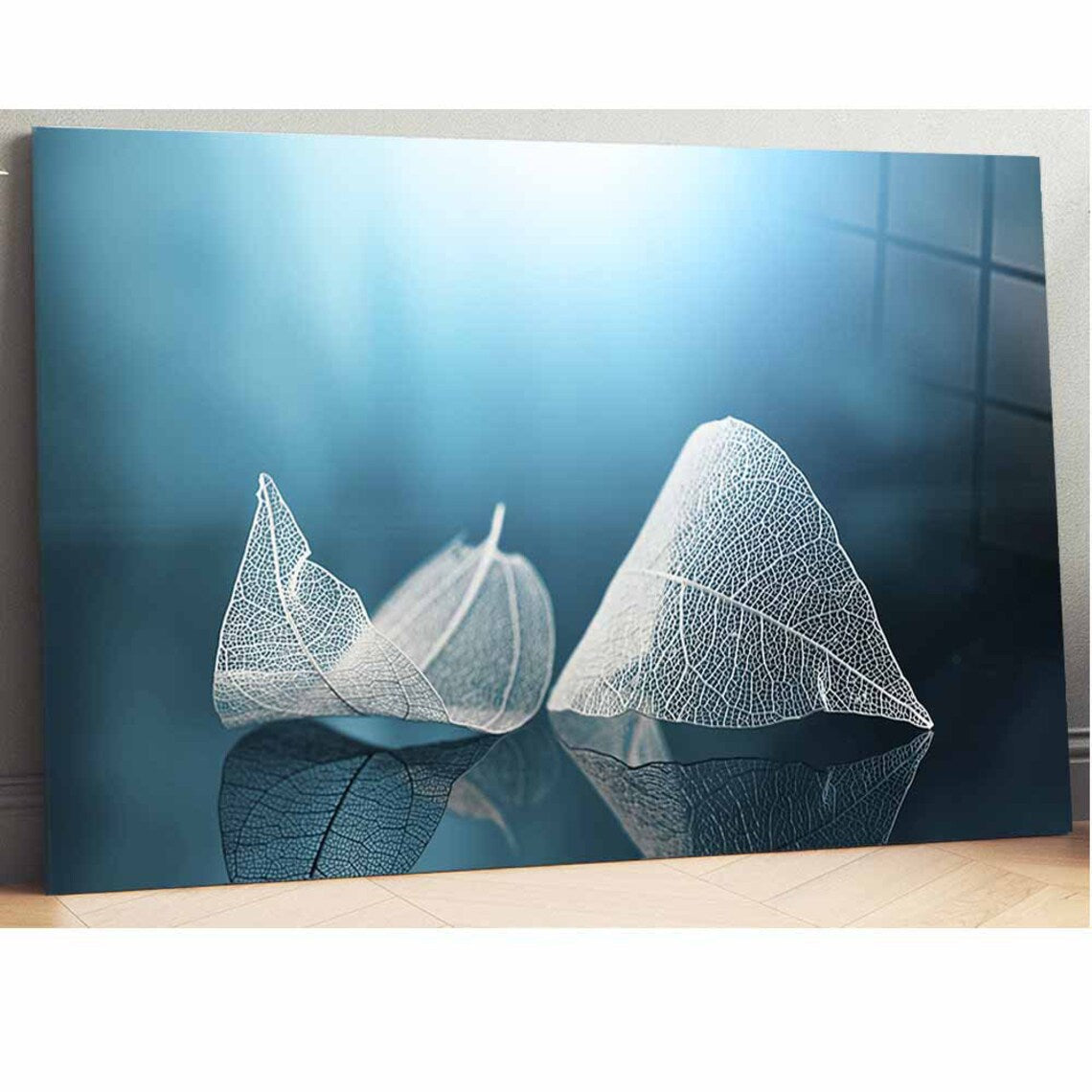 White Leaves Glass Wall Art