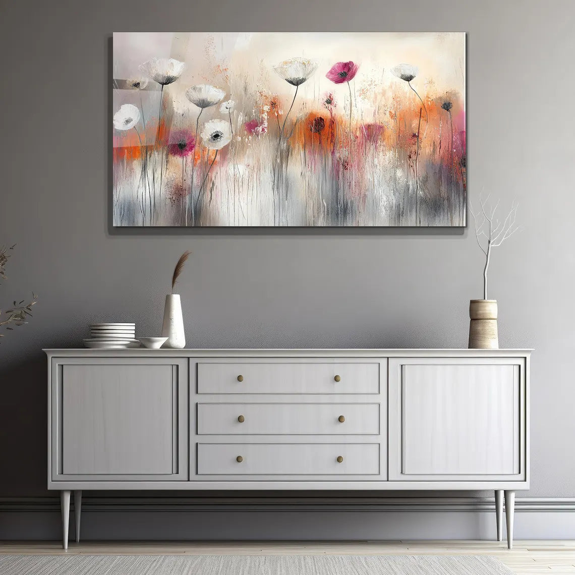 Art Flowers Glass Wall Art