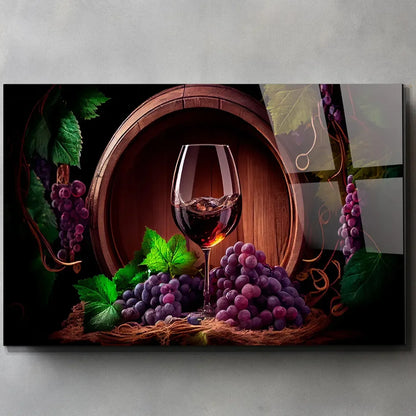 Red Wine Bottle Glass Wall Art - LUXARTDECO