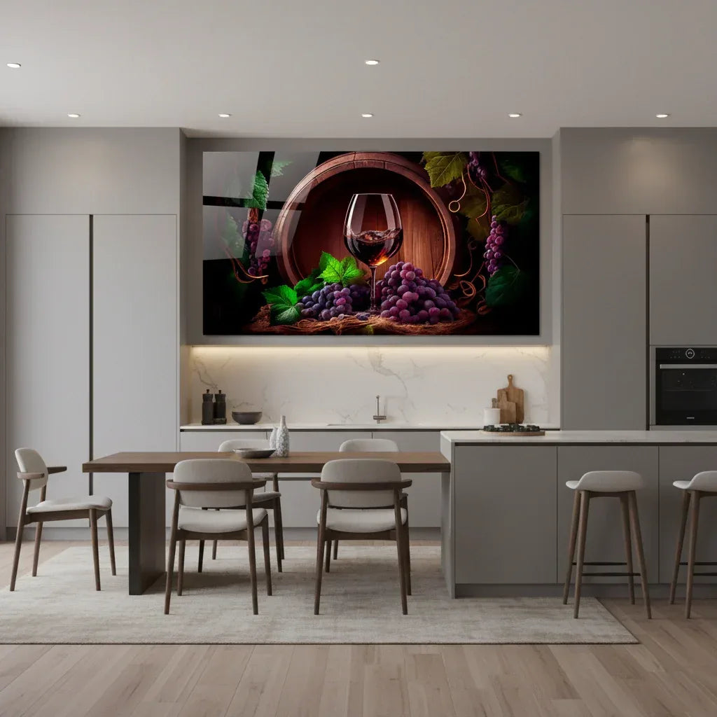 Red Wine Bottle Glass Wall Art - LUXARTDECO