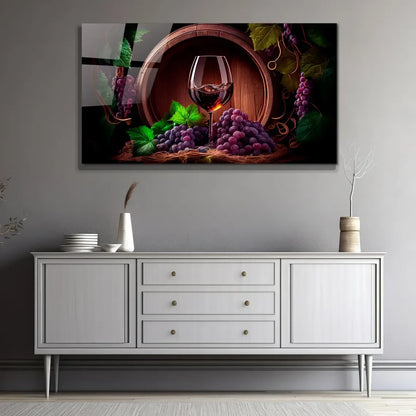 Red Wine Bottle Glass Wall Art - LUXARTDECO