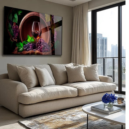 Red Wine Bottle Glass Wall Art - LUXARTDECO