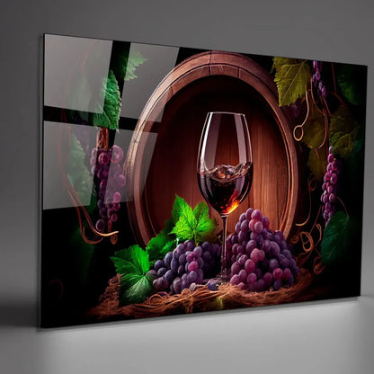 Red Wine Bottle Glass Wall Art - LUXARTDECO