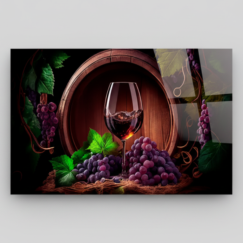 Rosso Wine Bottle Quadro in Vetro Temperato