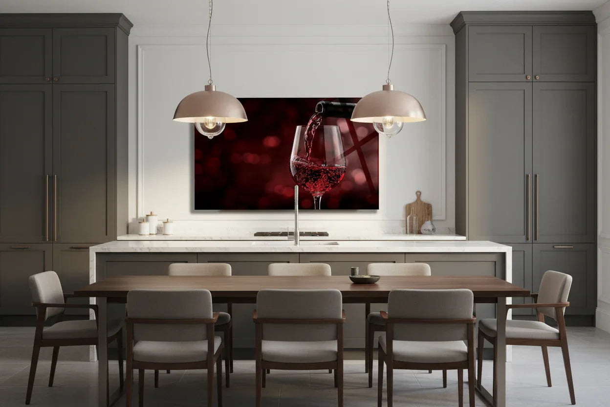 Red Wine Glass Wall Art - LUXARTDECO