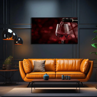 Red Wine Glass Wall Art - LUXARTDECO
